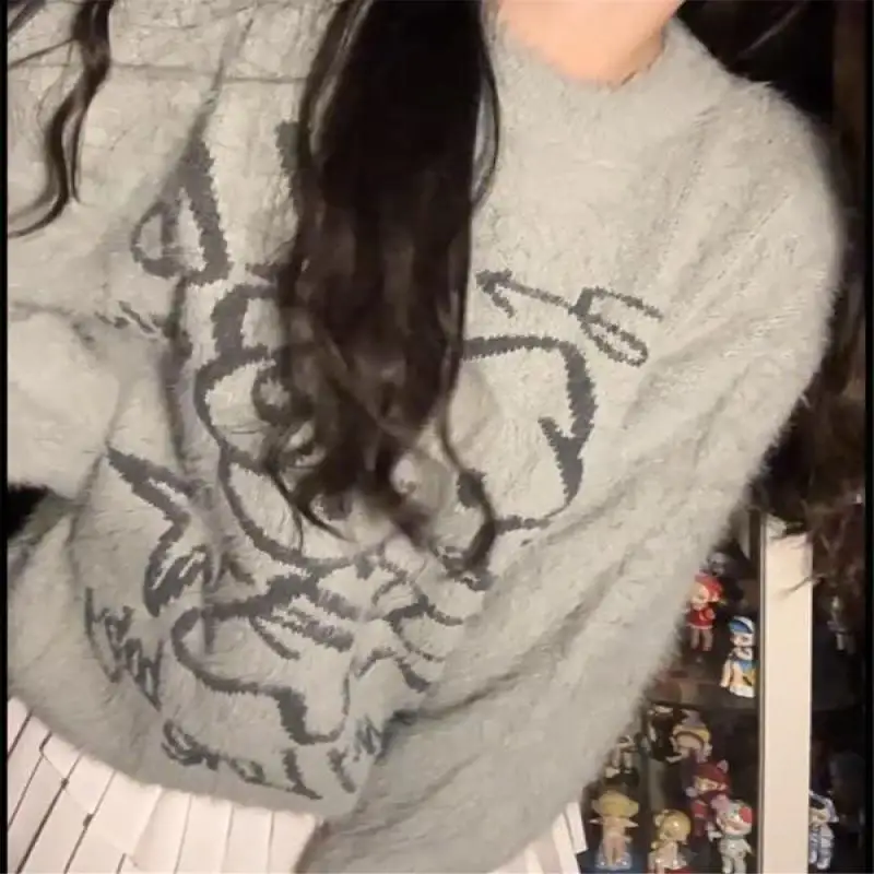 

Sanrio милый свитер Hello Kitty свитер милый стиль ветер корейский стиль вязаный свитер с длинными рукавами студенческий повседневный стильный свитер