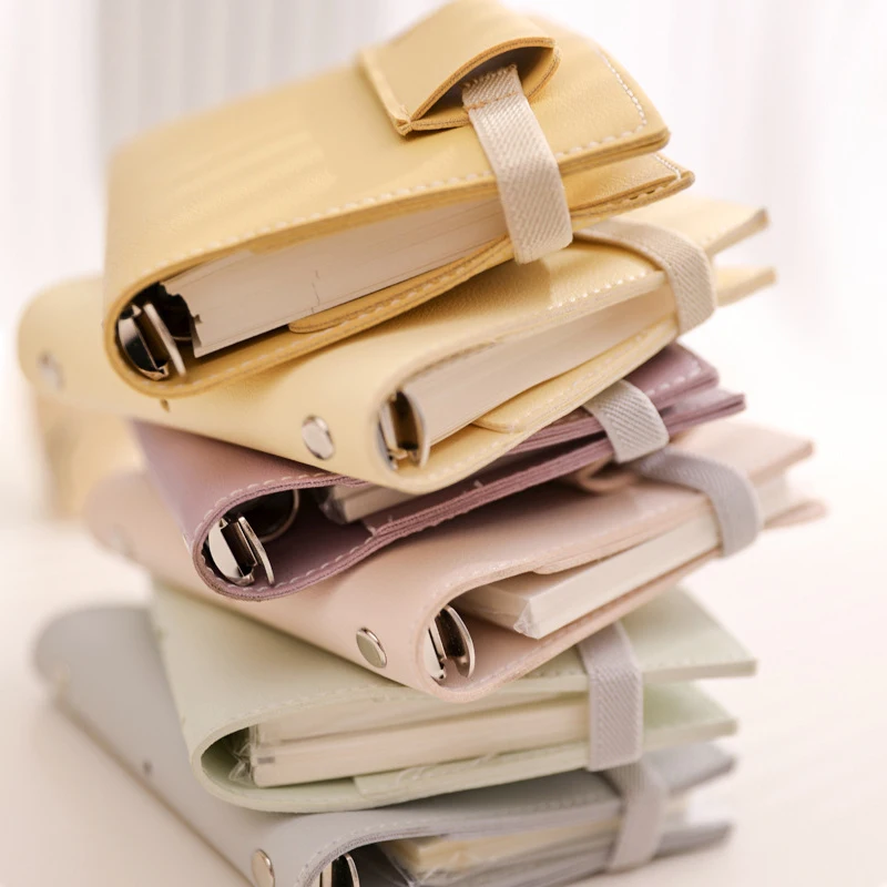 ソフトレザー 5 リングバインダー M5 ノートブックペンインサートコントラストかわいいカラー Pu ハンドブック 80 枚 Pagesr 学生学習プランナー