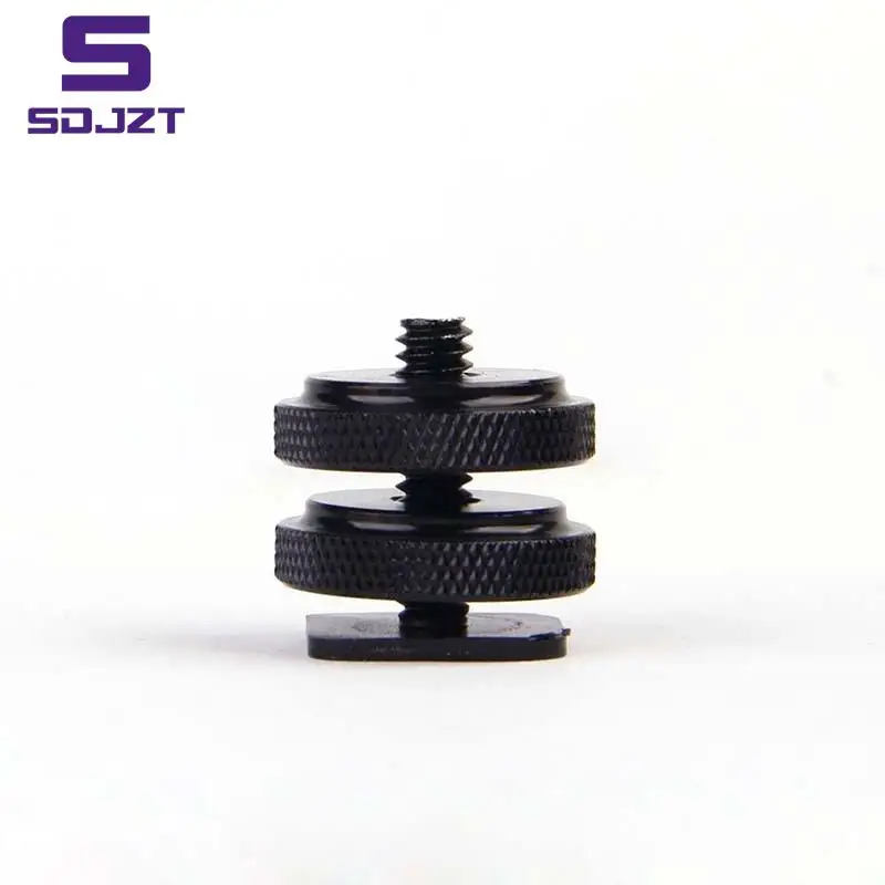 1/4 Inch Dual Nuts Tripod Mount Screw to Flash Camera Hot Shoe Adapter