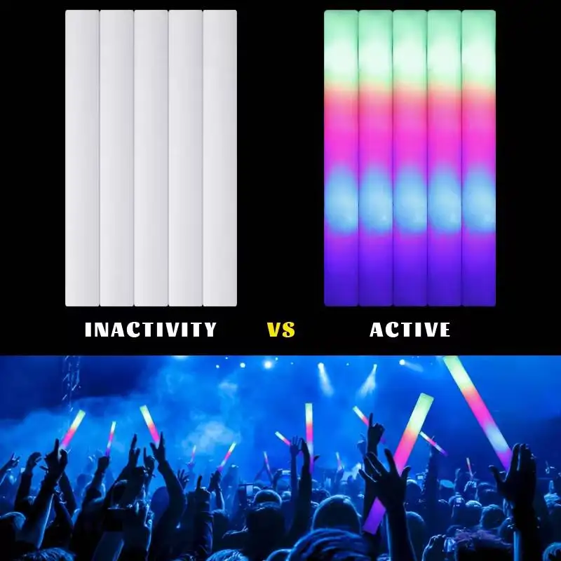 10PCS LED Glow Sticks Bulk Colorful RGB Glow Foam Stick Cheer Tube Dark Light For Xmas Birthday Wedding Party Supplies
