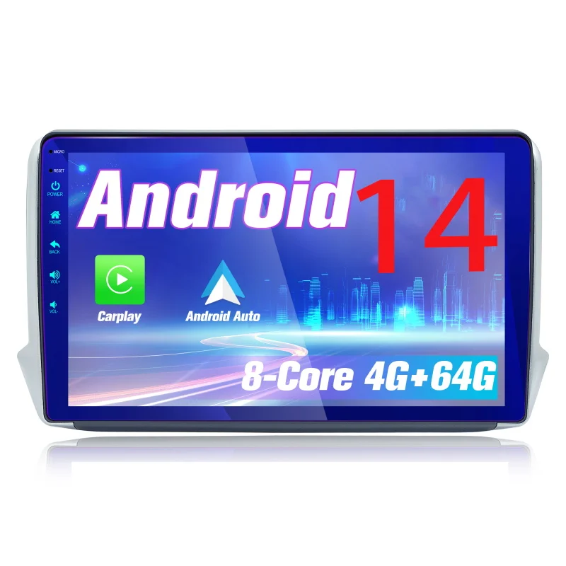 

Android car radio for Peugeot 208 2008 2012~2018 stereo screen Carplay Android Auto Bluetooth GPS Navigation FM radio 10.1’