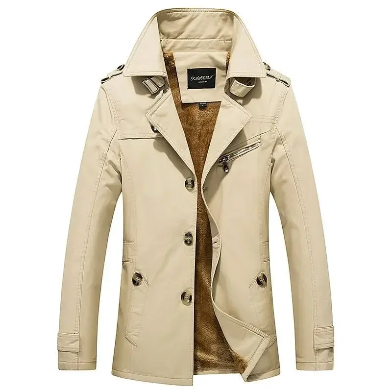 Heren Casual Bovenkleding Klassiek Lange Jas Dikke Warme Jassen Merk Heren Kleding Heren Windjack Nieuwe Fleece Mannen Lange Trenchcoats