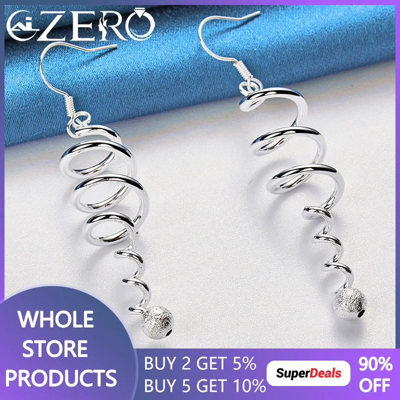 

ALIZERO 925 Sterling Silver Spiral Droop Earrings For Women Wedding Engagement Party Fashion Jewelry Lady Drop Earring