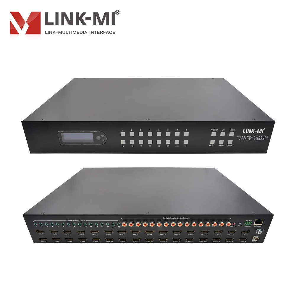 Conmutador de matriz de 18 Gbps 16x16 con soporte de matriz AV de audio SPDIF 4K2K 60 Hz YUV 4:4:4