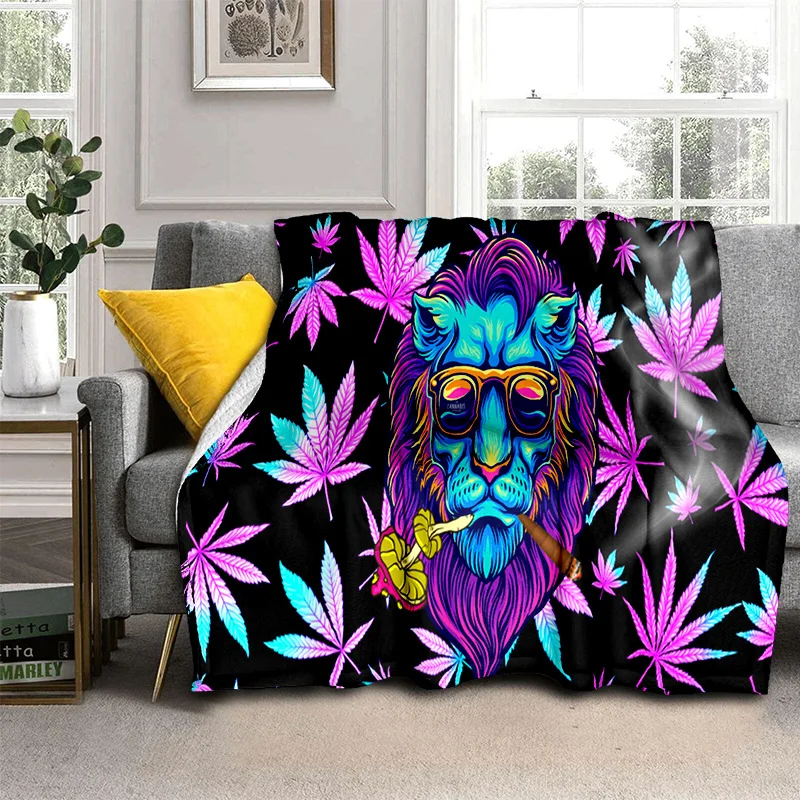 Maple Weed Plants Green Death Skull Smoke  Blanket,Soft Throw Blanket for Home Bedroom Bed Sofa Picnic Travel Cover Blanket Kid