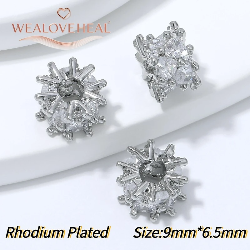 perlen für schmuckherstellung, 8mm 9mm Sunburst Spacer Perlen 4mm Großloch 18K Vergoldetes Messing Micro Pave CZ Spiky für DIY Armband Halskette Schmuckherstellung – Detail 24