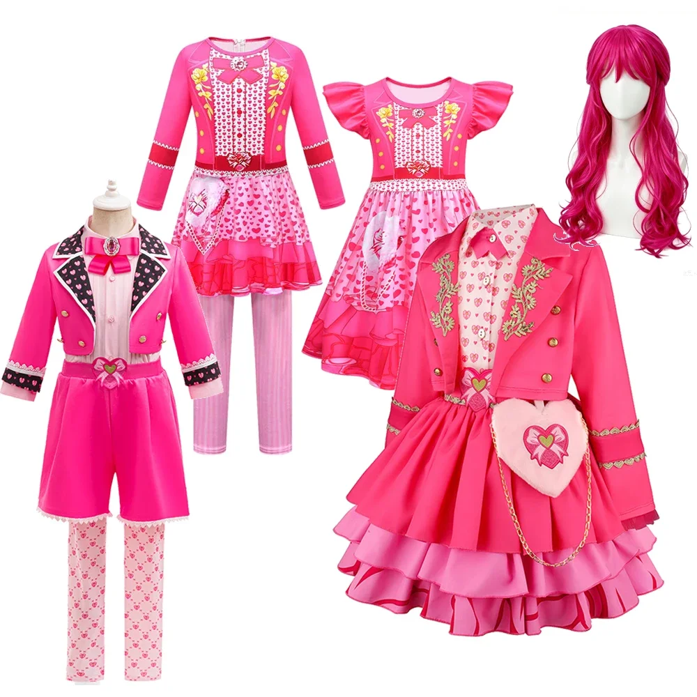 Costume de princesse rose pour filles, vêtements de jeu de rôle D-Descendants, tenue de spectacle pour enfants, Halloween, carnaval, cadeaux d'anniversaire
