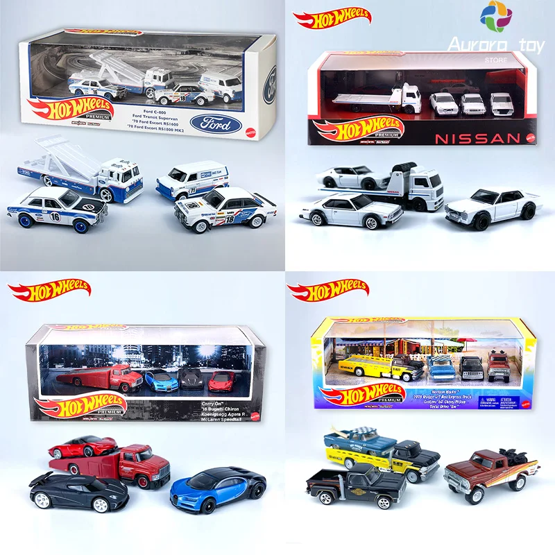 Hot Wheels Car Model 4pcs Transport Vehicle Gmh39 Collected Series Porsche Alloy Hot Sports Car Model Room Ornament Birthday Toy