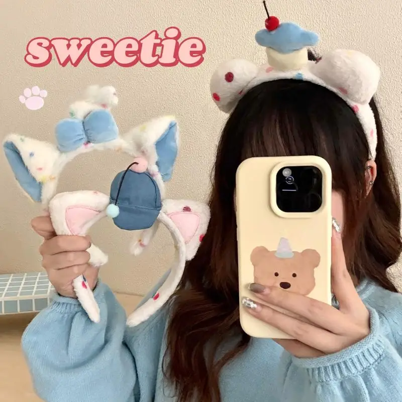 

(JYA2)Cute Animal Ears Face Wash Makeup Headwear Kawaii Women Wash Face Headband Photo Props Hair Clips Decoration Accessories