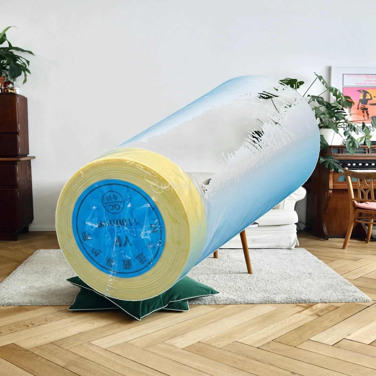 Electrostatic Masking Paper Sheet with Tape for Indoor Painting and Craft Work