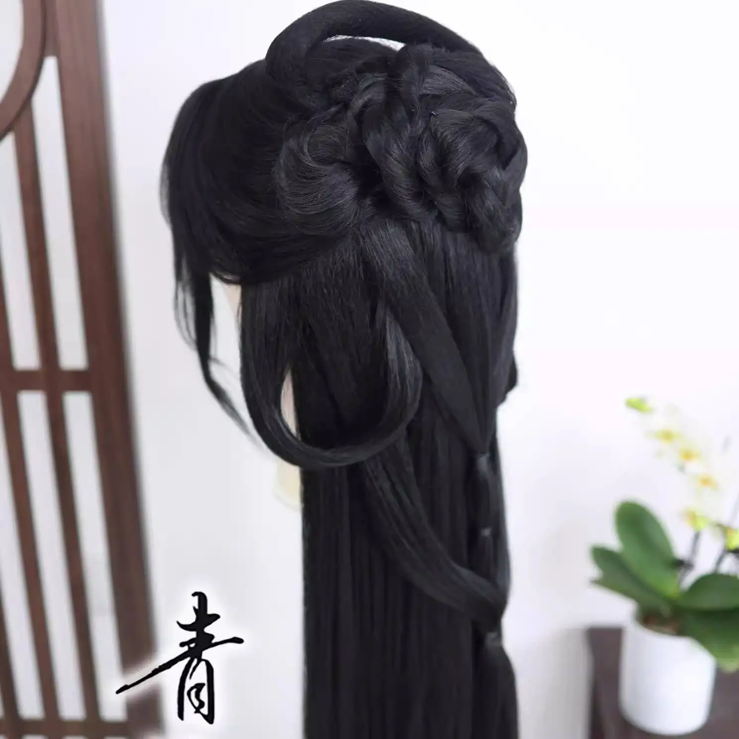Qingwanjian Sanhong Huihua Sister Wanhua gancho de mano de imitación COS peluca conjunto creativo Hanfu mujer estilo versátil peluca