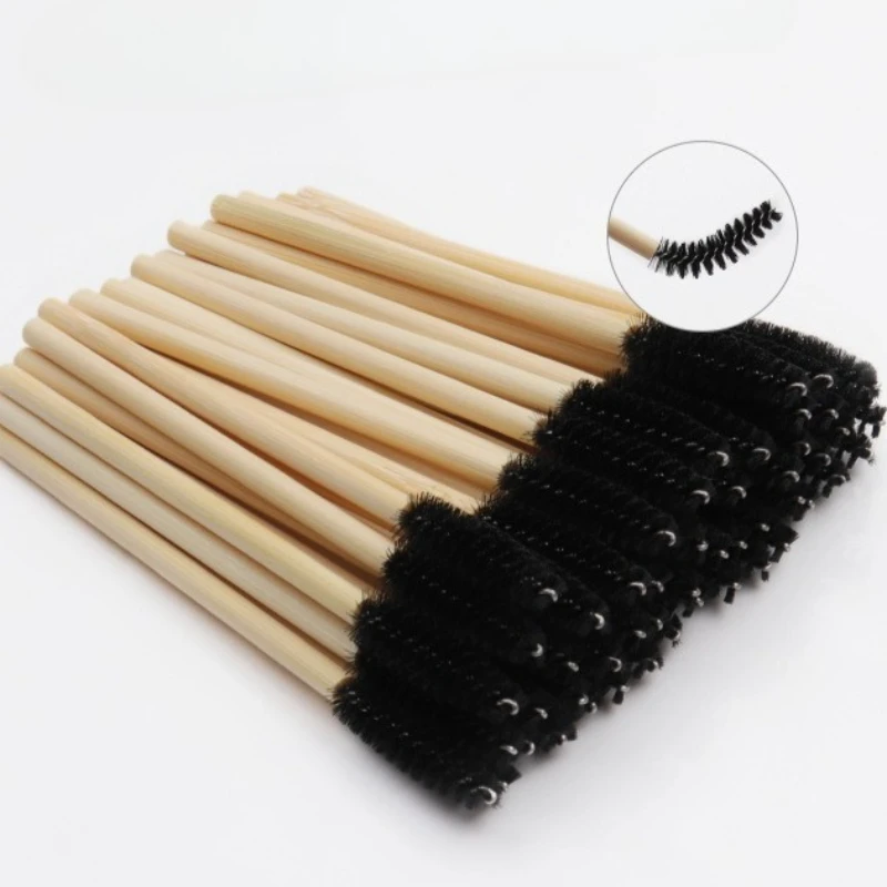 Make Up Mascara Brushes Wand 50Pcs Wooden Disposable Cosmetic Eyebrows Brush Applicator Eyelash Extension Cosmetic Brushes Tools
