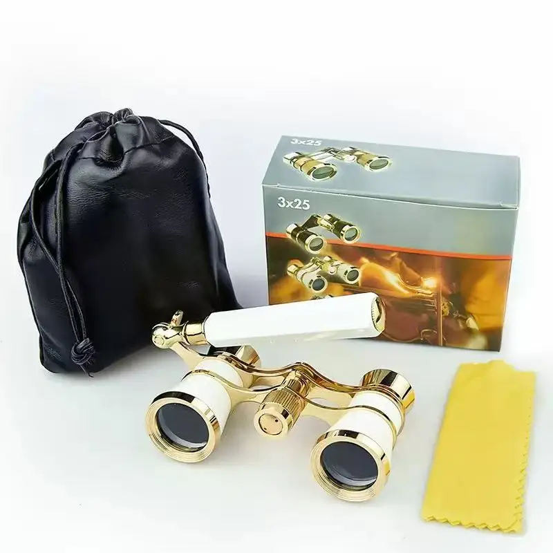 

Лидер продаж 2025, оперные очки, бинокль с металлическим корпусом и ручкой, театральный телескоп для женщин и девочек, оптический дизайн, подарок, ретро бинокль