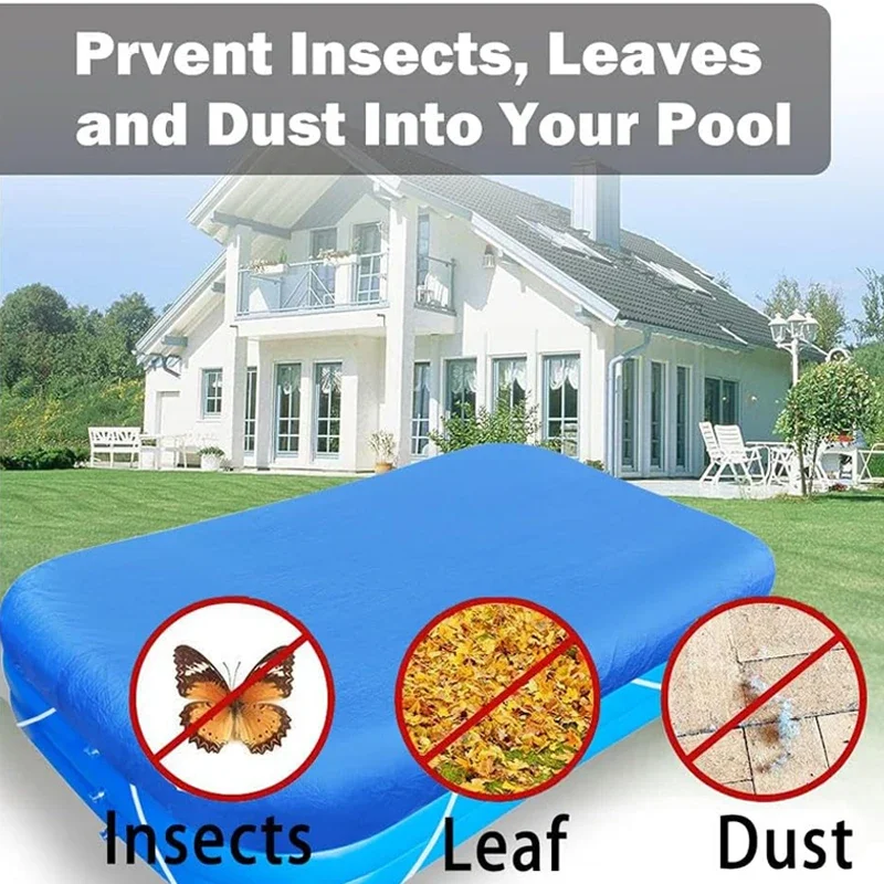 Rectangular Pool Cover Dustproof Square for Garden Outdoor Paddling Family Ten Foot Pools Protector Inflatable Pool Cover