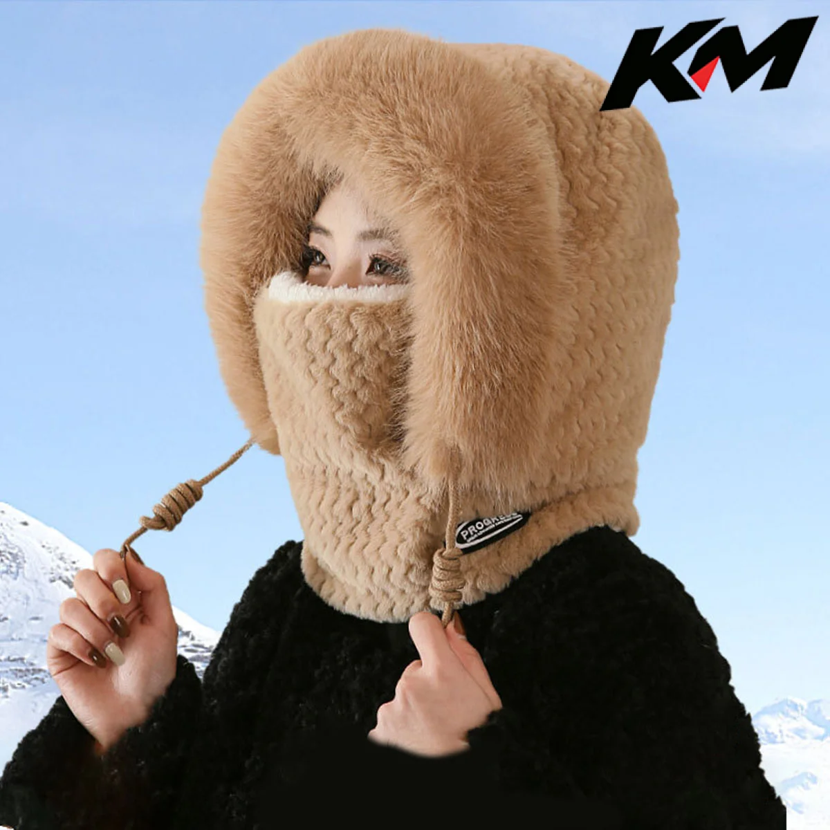 Winter Riding Hat for Women Hood Scarf Mask and Ear Cover Thick Thermal Windproof for Electric Scooter Outdoor Cycling Warmth
