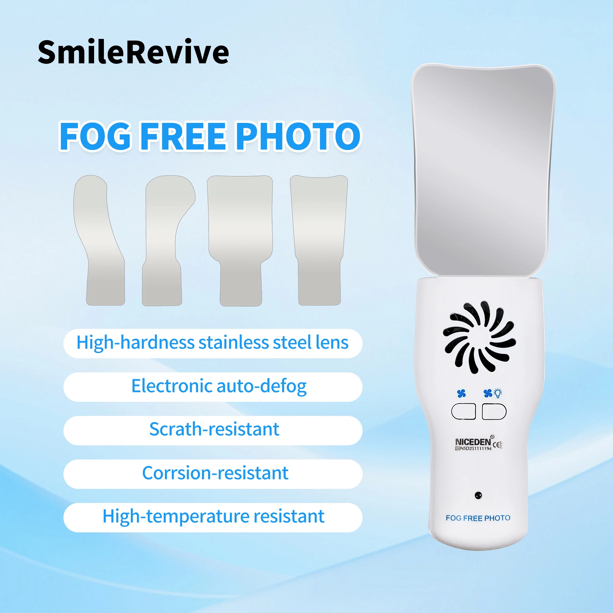 

SmileRevive Dental Automatic Anti-fog Mirror for Oral Photography Reflector Defog Mirror Orthodontic Buccal Occlusal Lingual