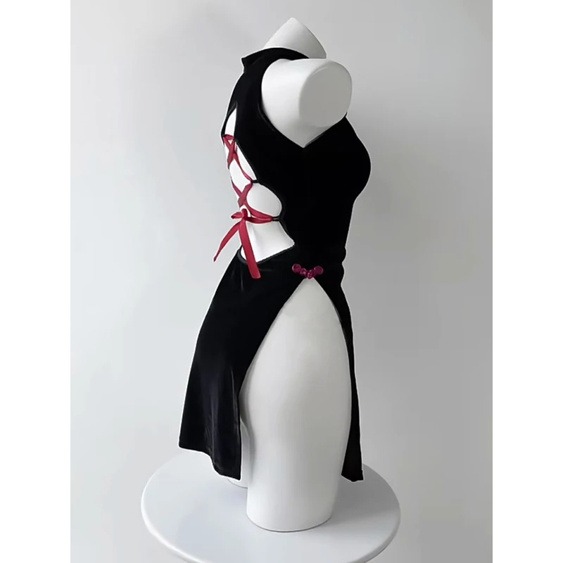 

Новогодний сексуальный костюм Gogo Le DS Performance Red Bla Splitle Retro Sle Bar Performance Женский сценический костюм