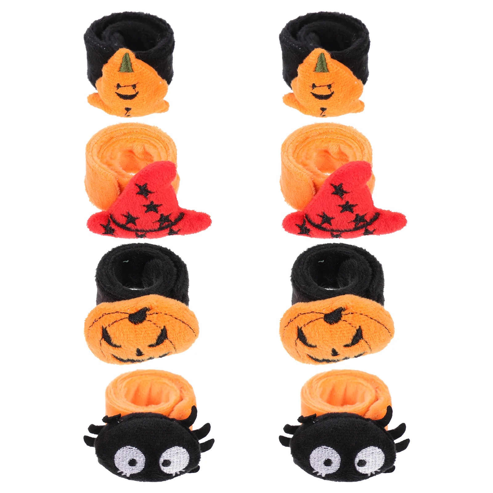 8 Pcs Halloween Ring Child Children’s Toys Slap Bracelets Bulk 24X5cm Polyester Alloy Kids