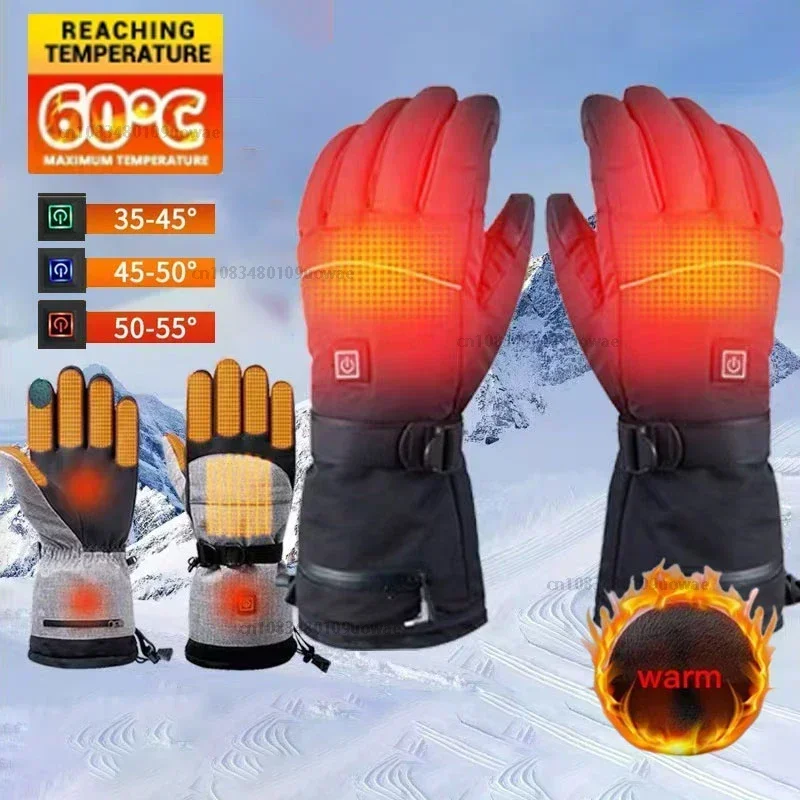 Guantes calefactables eléctricos recargables por USB, guantes térmicos impermeables con pantalla táctil, guantes cálidos para motocicleta, bicicleta y esquí