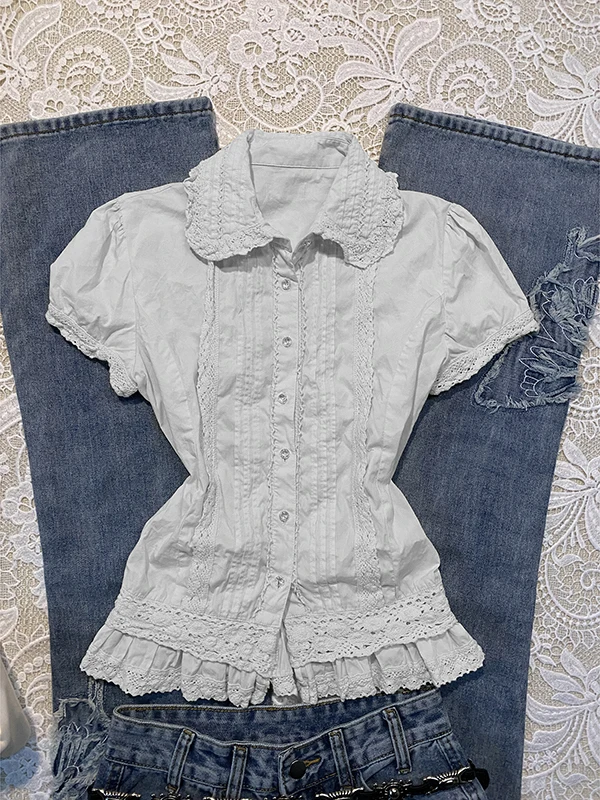 

Желтый кукольный воротник с кружевной отделкой ort Sve irt, женский винтажный летний модный хлопковый воротник на пуговицах стандартной посадки irt