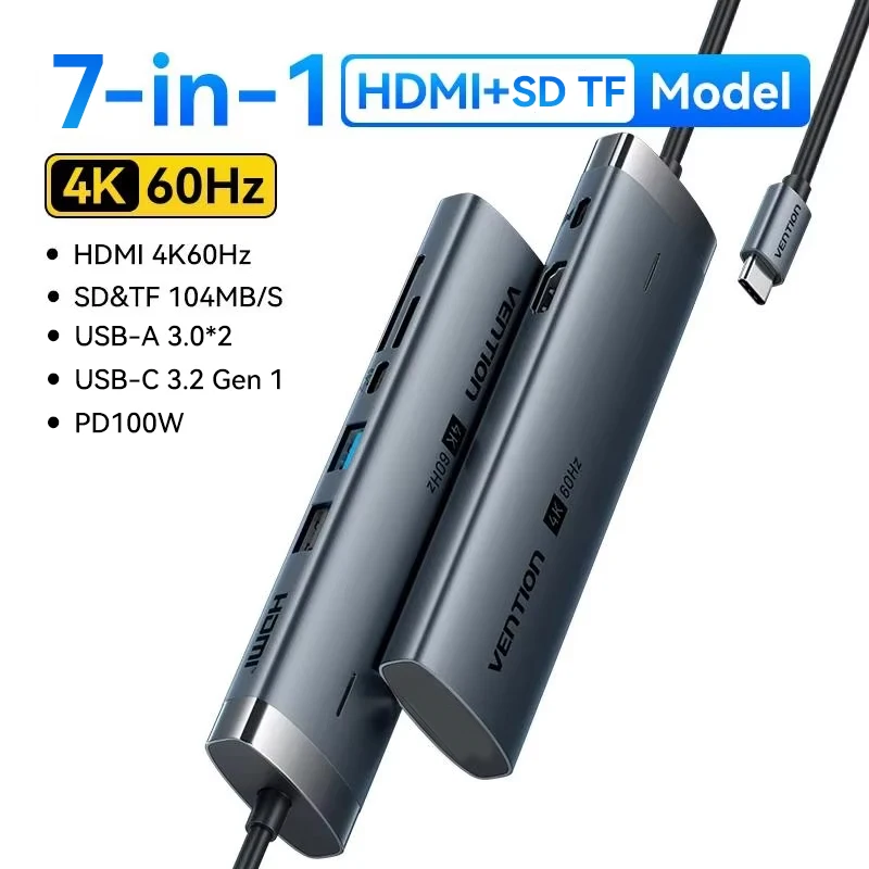 Ventie USB C Hub HDMI 4K 60Hz 9 in 1 PD 100W RJ45 Adapter USB3.0 Hub 5Gbps Splitter Docking Station voor MacBook Air iPad Laptop