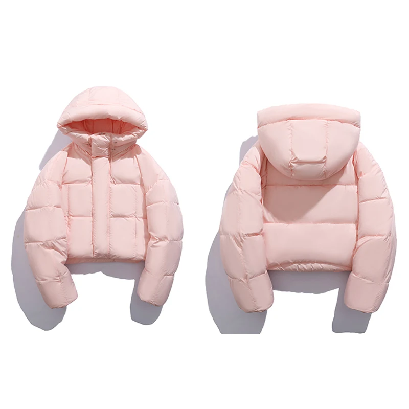 Fall Winter Coat Women Cropped Parkas with Hooded Warm Casual Oversized Loose Jacket Puffer Jacket Fashion Streetwear Coats