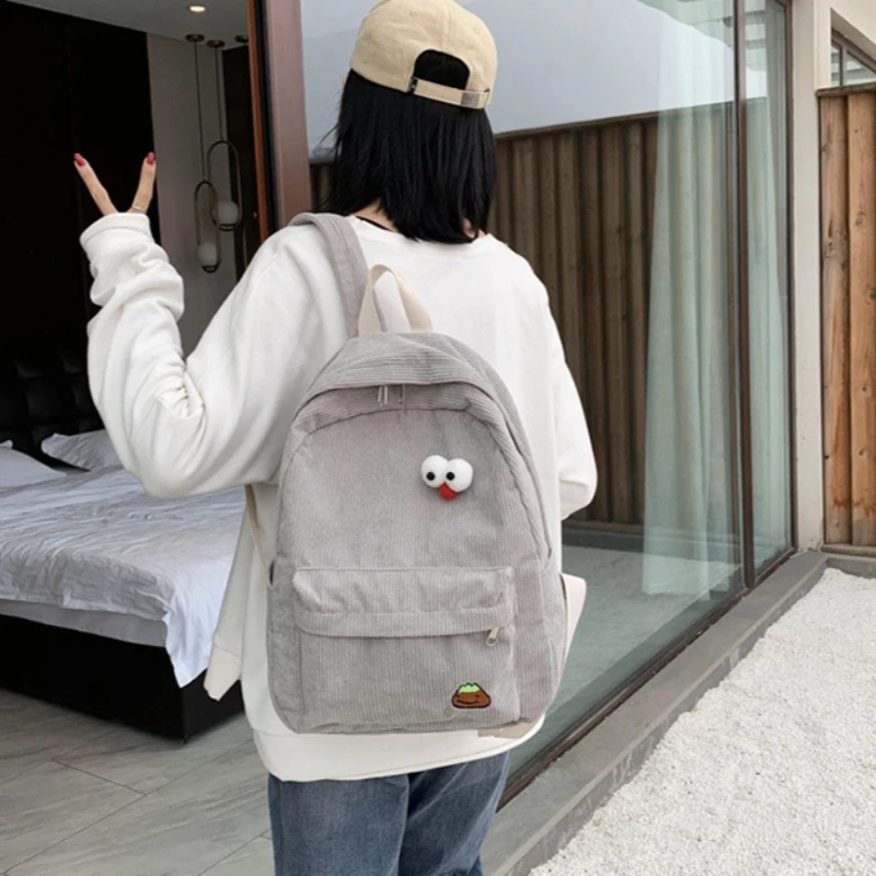 

Corduroy Backpack for Women 2025 New Fashion Backpack for Students Campus High School College Students Class School Bag