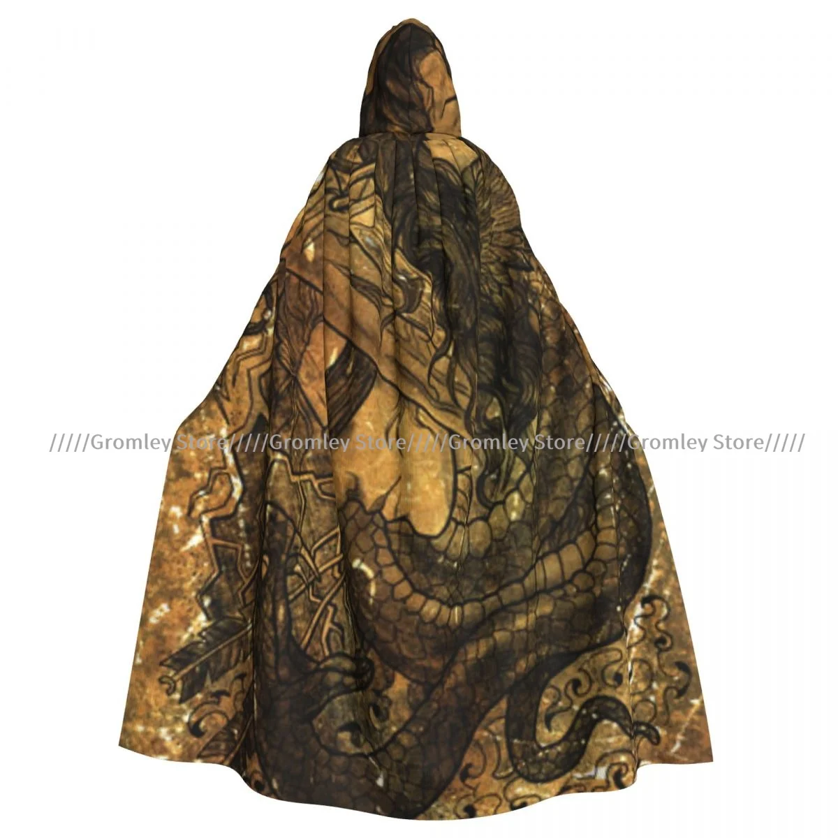 Medieval Halloween Cosplay Cloak Hooded Coat Fantasy Blind Warrior Sword And Snake Cape Coat Long Trench Costume Wizard Cloak