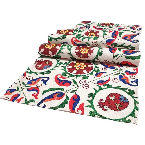 Dekorinyo Uzbek Flower Pattern Decorative Runner