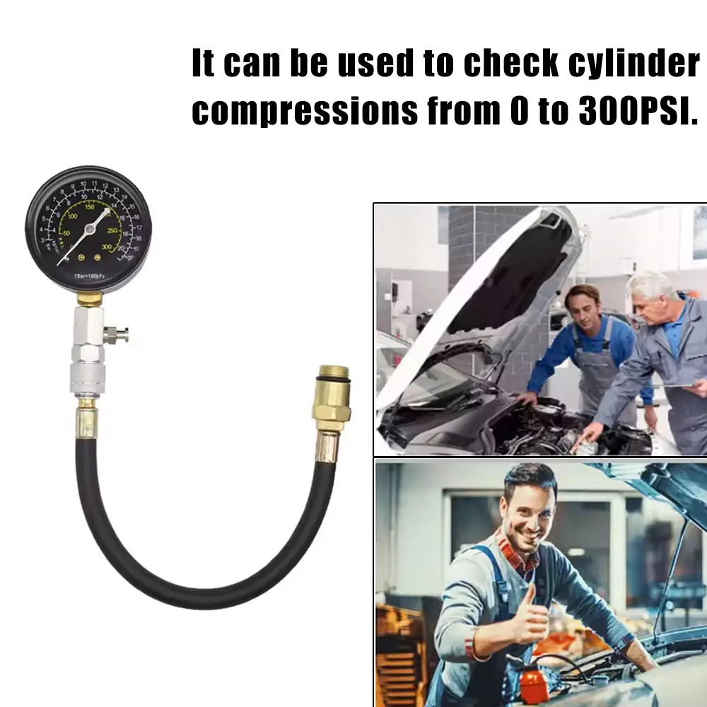 

1pc Car Air Pressure Diagnostic Repairing Tool Kit Engine Cylinder Compressions Test Tool 0-300PSI Pressure Gauge Check Tester
