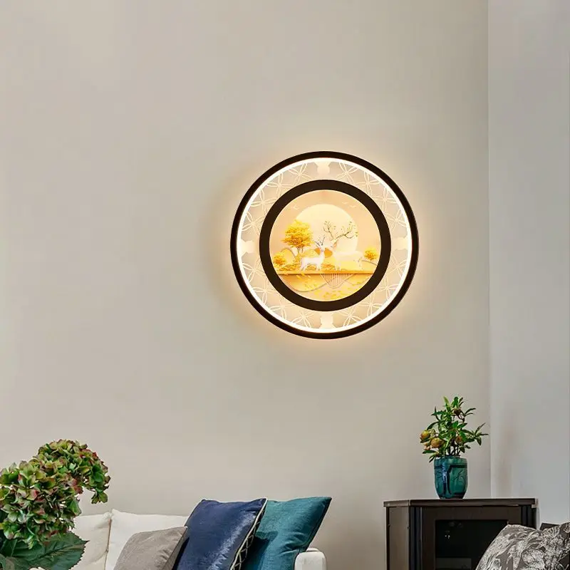 

Wall lamp bedroom new Chinese mural lamp creative light luxury high sense living room sofa stairs corridor decorative lamp