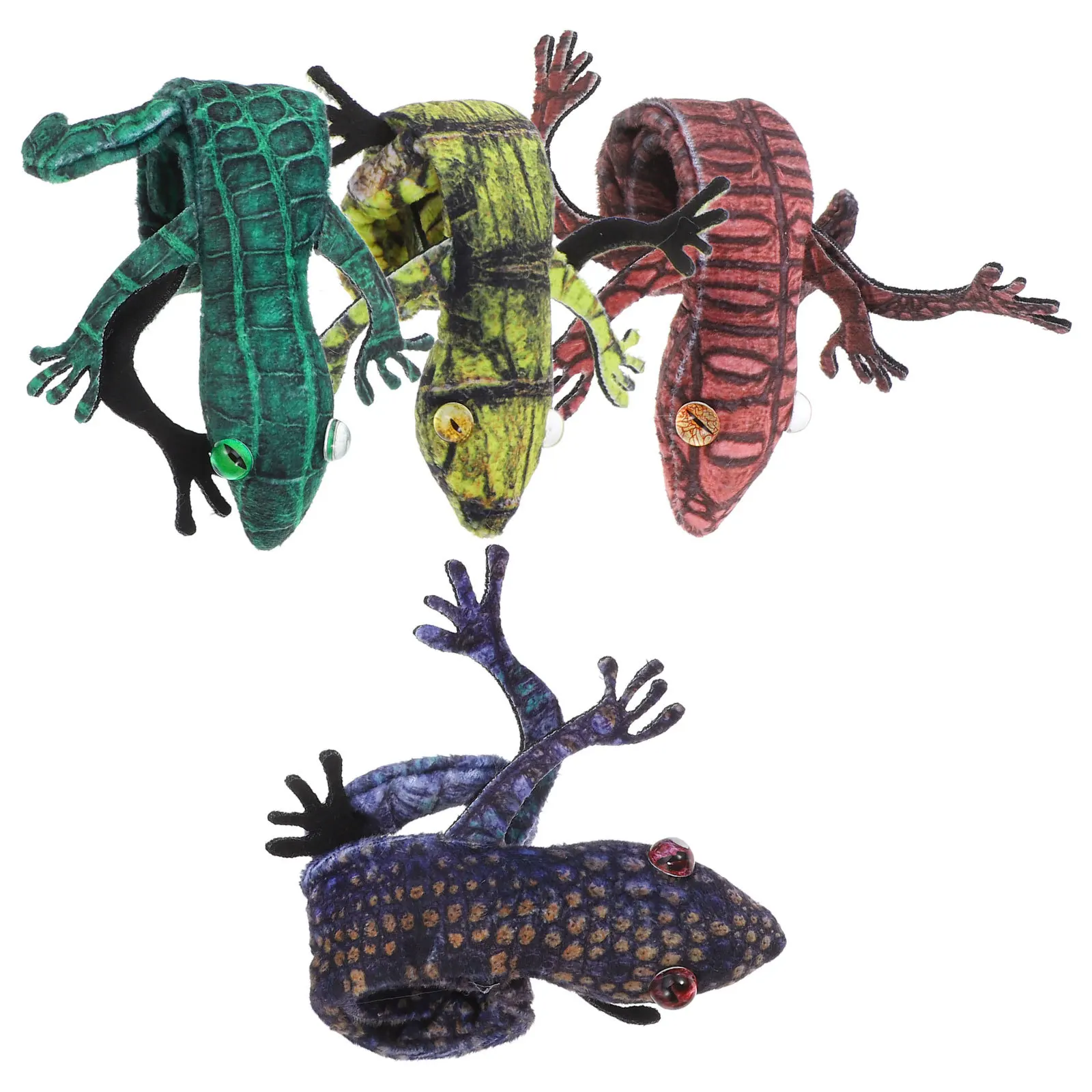 4 Uds. Pulseras de bofetada de animales pulsera a presión de lagarto para niños recuerdos de fiesta temática de reptiles bandas de bofetada de poliéster de acero juego de regalo