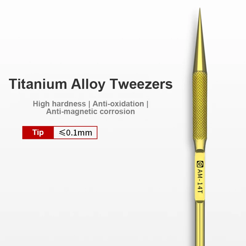 Universal High Hardness Titanium Alloy Tweezers AMAOE 14T 14U Mobile Phone Antimagnetism Flying Line Repair Clamping Tweezers