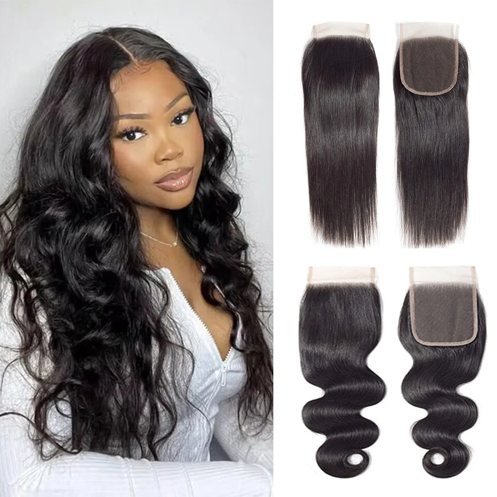 

Body Wave 4x4 Lace Closure Human Hair Straight 4x4 Transparent Lace Closure Extensions Brazilian Virgin Hair for Black Women