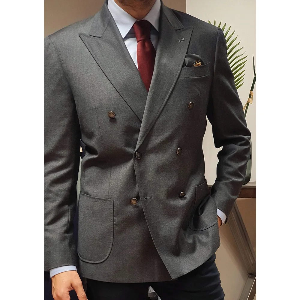 

Men’s Suit Jacket Slim Fit Double Breasted Peak Lapel Elegant Blazer Business Casual Stylish Comfortable Formal Coat Menswear