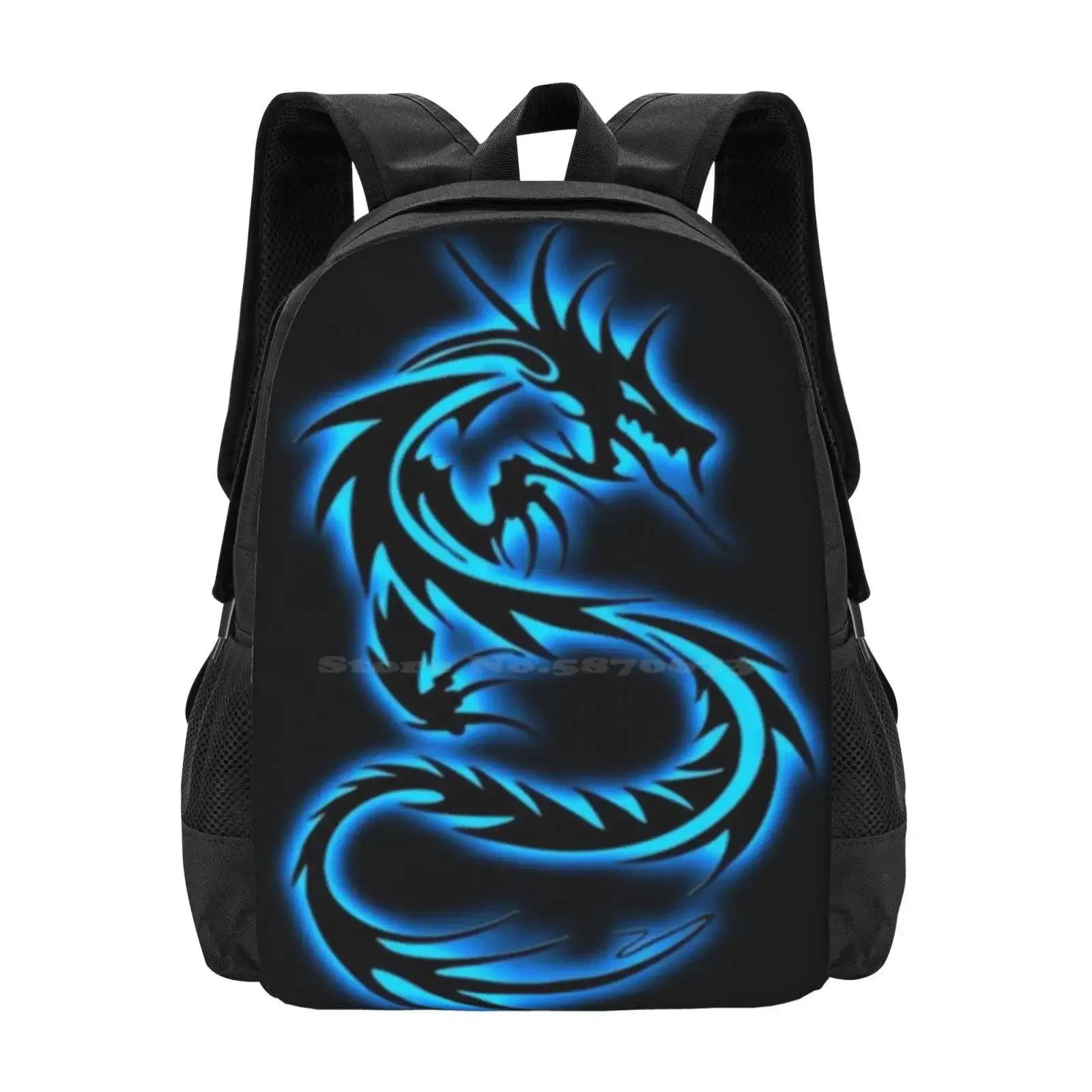 

Blue Neon Dragon Hot Sale Schoolbag Backpack Fashion Bags Blue Neon Dragon Chinease Dragons Mythical Beast Awesome Cool Loar