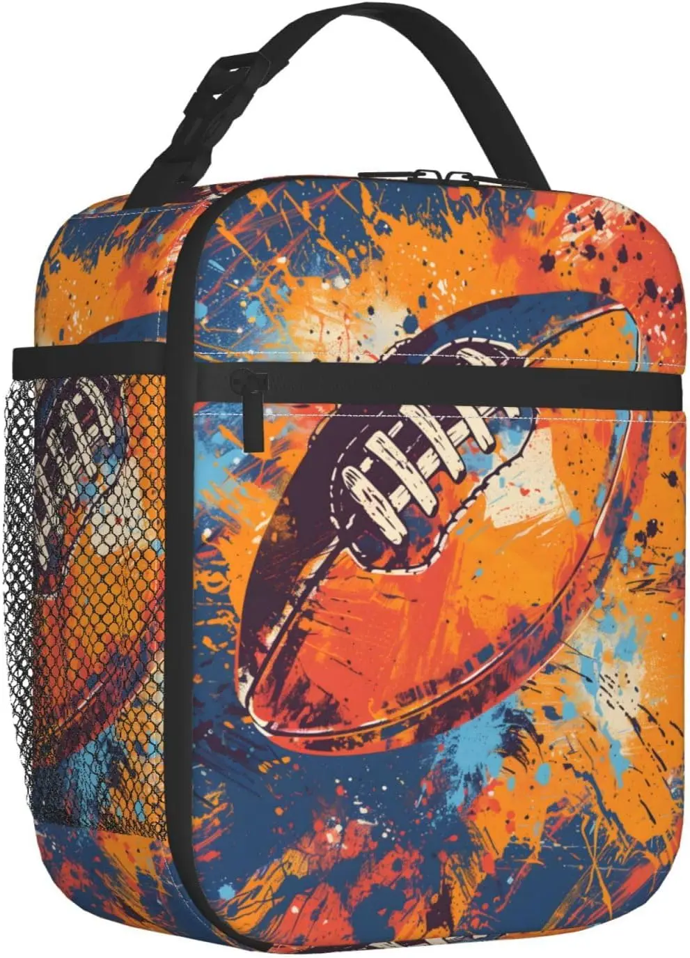Lunch Box for Kids Boys Girls, Reusable Lunch Bag for School, Office, Work, Picnic, Travel, Abstract Football Lunch Box