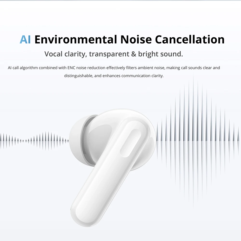 Versión global realme TechLife Buds Auriculares inalámbricos Controlador dinámico de graves de 12,4 mm Hasta 36 horas de autonomía Conexión con dos dispositivos 2.0 4