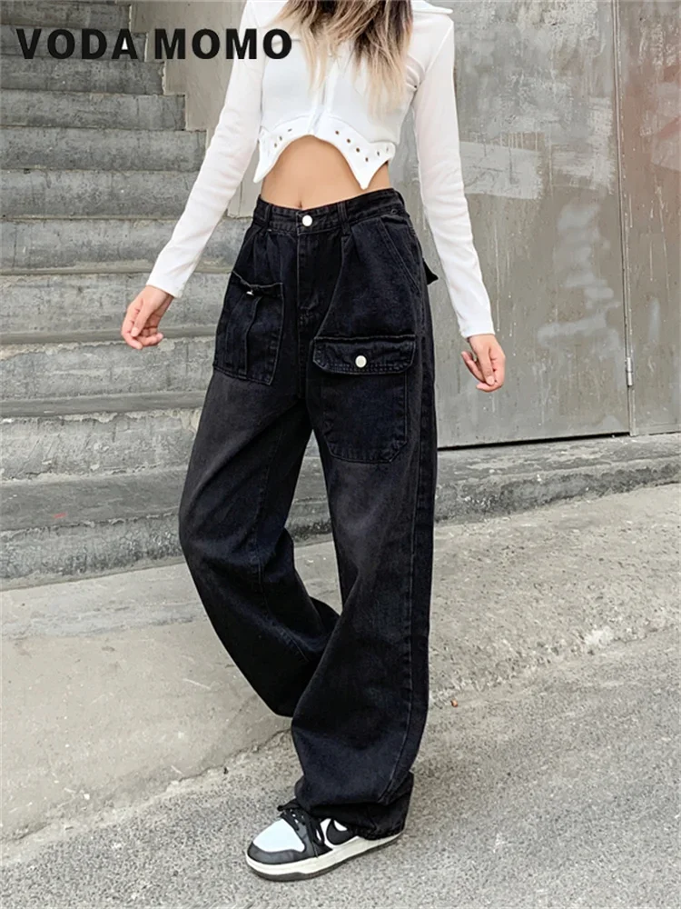 Nouveau rétro Tube droit balayage de sol Design femmes Denim pantalon haute rue à la mode polyvalent jean femmes été basique quotidien