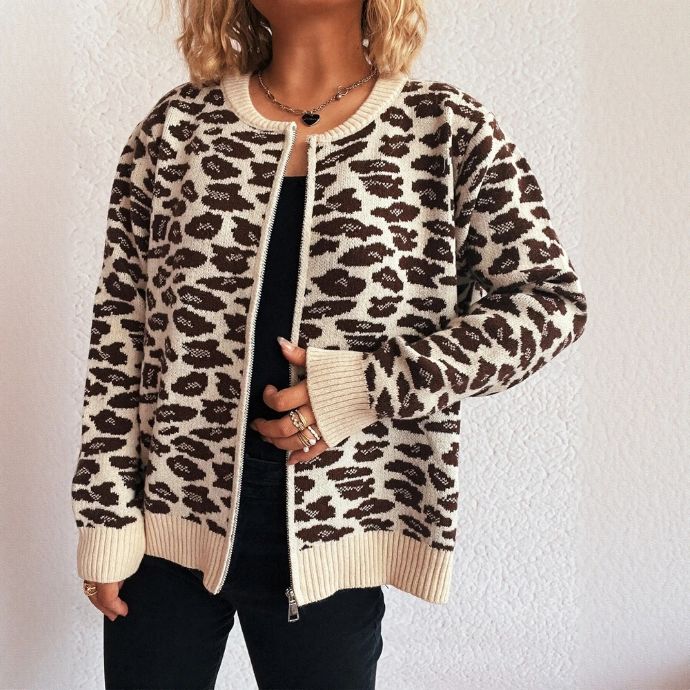 

Кардиган с длинным рукавом и круглым вырезом, осень-зима, свободный крой, женская рубашка с открытой рубашкой, модная повседневная верхняя одежда