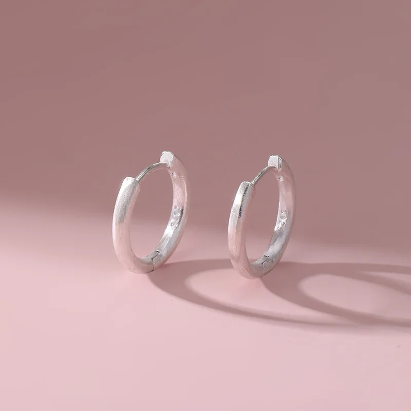 925 Silver Round Geometric Brushed Earrings 2026 New Style Fashionable Elegant Simple High End Ear Jewelry for Women