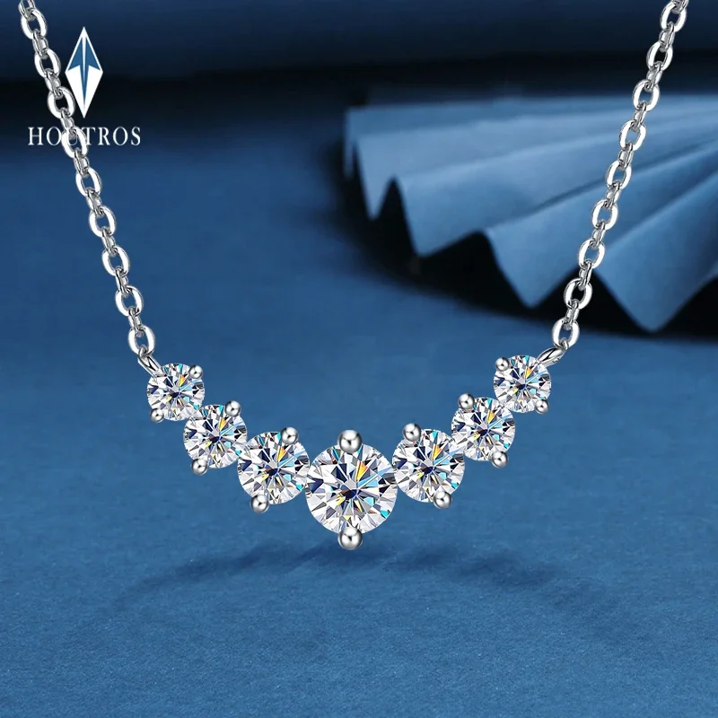 Houtros 1.7/2.8CT Moissanite Pendant Necklace for Women 925 Sterling Silver Wedding Anniversary Fine Jewelry with Certificates