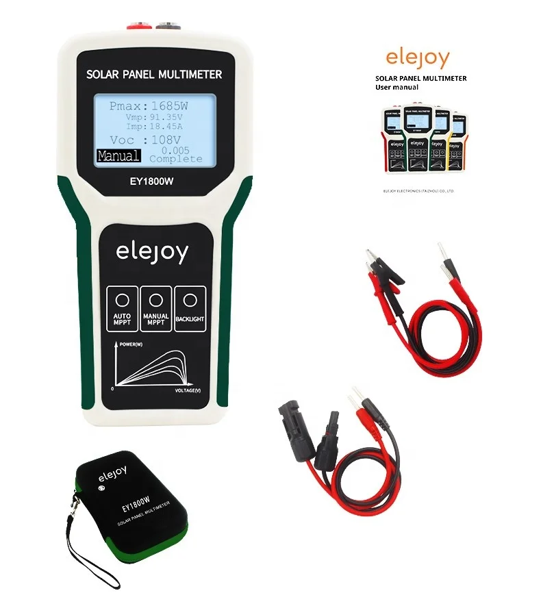 

ELEJOY EY1800W LCD MPPT Solar Panel Tester Smart Digital Power PV Meter VOC Meter & Current Volta Tester Multimeter Solar Panels