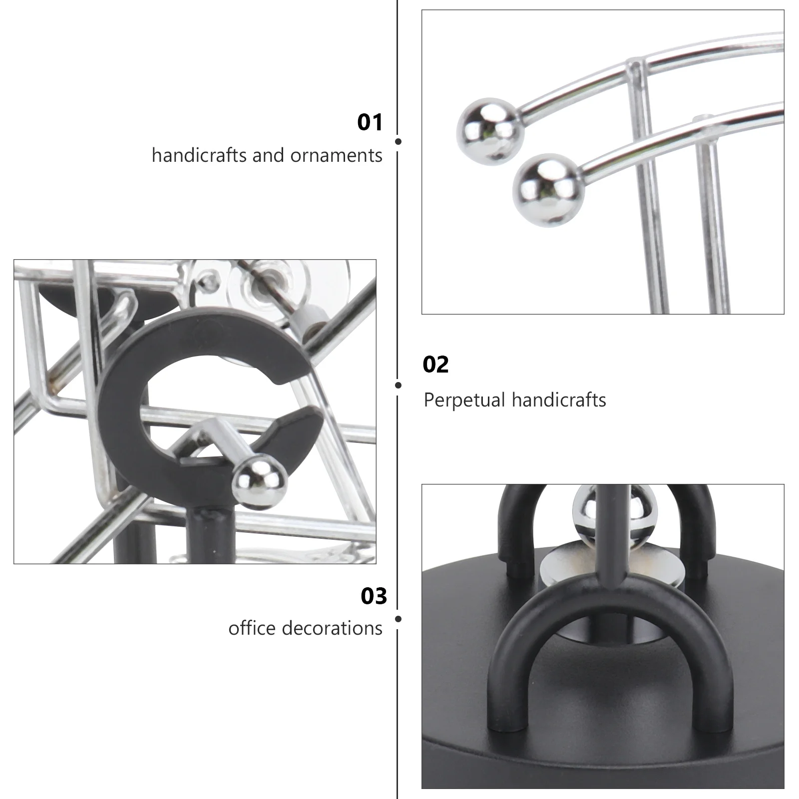 

1Pcs Perpetual Motion Desktop Science Ornament Silver Stress Relief Office Home Decoration Desk Toy Physics Motion Toy