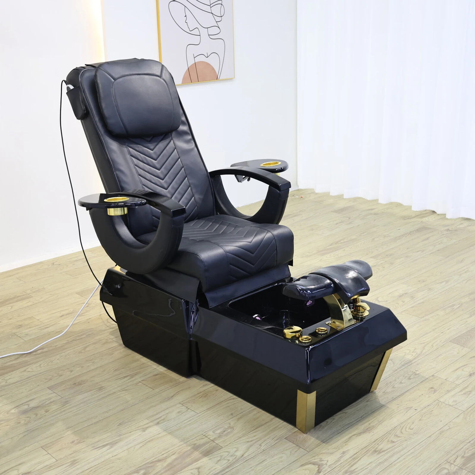 

Black Nail Salon Foot Bath Massage Sofa, Automatic Back Massage Chair, SPA Shop Furniture Factory Customization & Wholesale