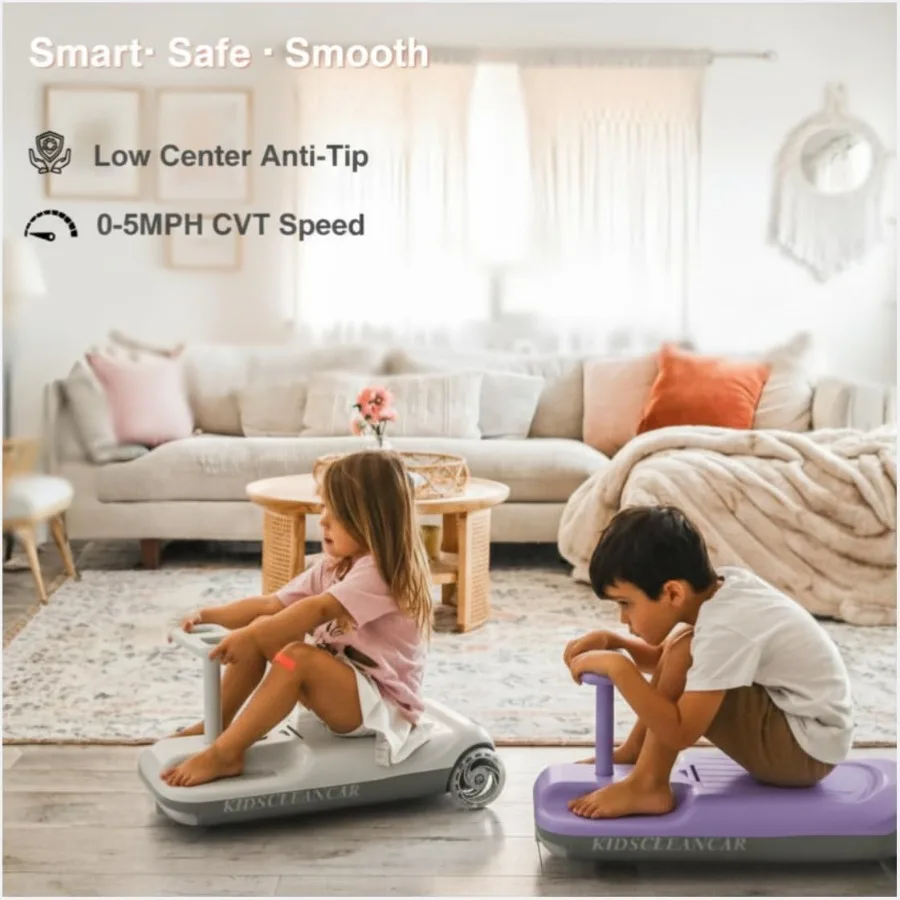 12V 乗用玩具車、掃除も楽しくなる、3 in 1 ゴーカート、ソフトスタート、5段階速度調整、取り外し可能なモップ、充電式バッテリー、160ポンド対応