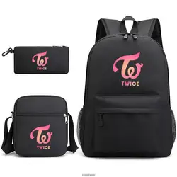 Mochilas escolares para niños y niñas, bolso de hombro para estudiantes, bolígrafos, lápices, 3 piezas, Twice Nayeon