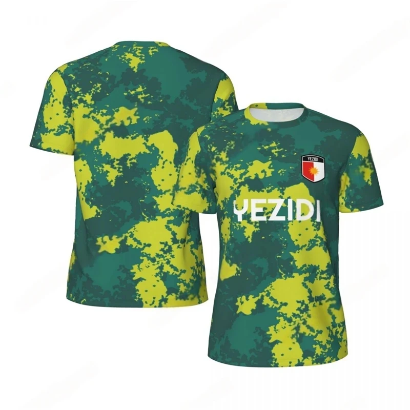 

Fashion Yezidi Flag Graphic T Shirts Maillot Football For Men Trend 3D National Emblem Printed Sports Qucik Dry T-shirts Tops