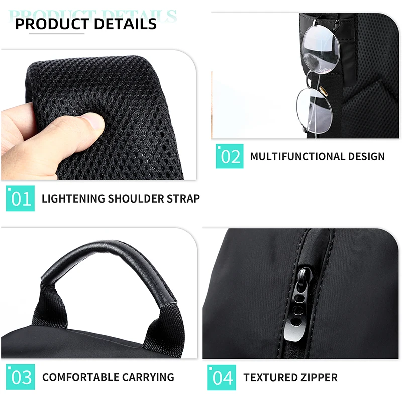 MOYYI Sling Bag for Men, Waterproof Nylon Chest Bag with Adjustable Strap, Anti theft Sport Travel Crossbody Bag