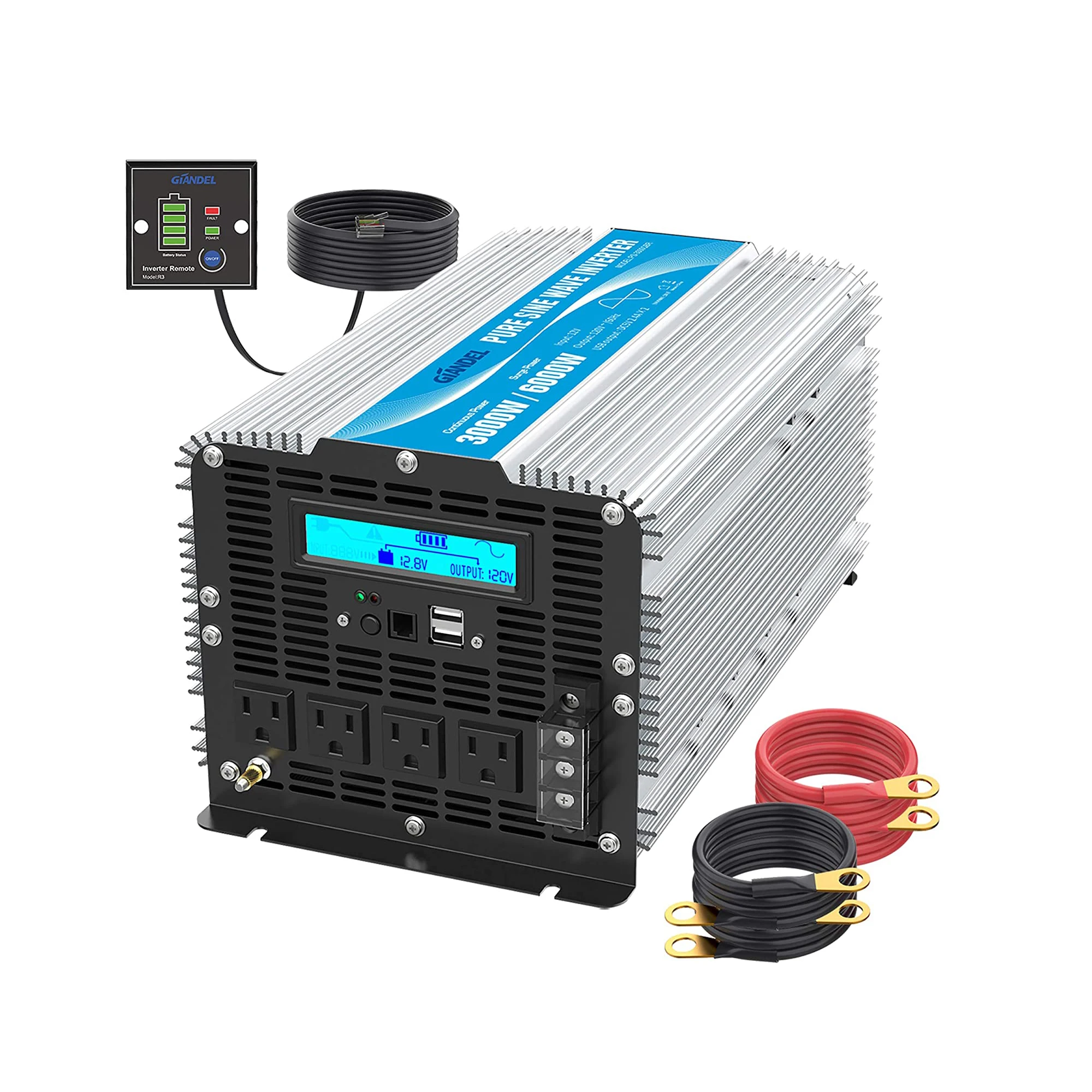 

Pure Sine Wave Power Inverter 3000W DC 12 Volt To 120Volt Hybrid Solar Inverter Inversor